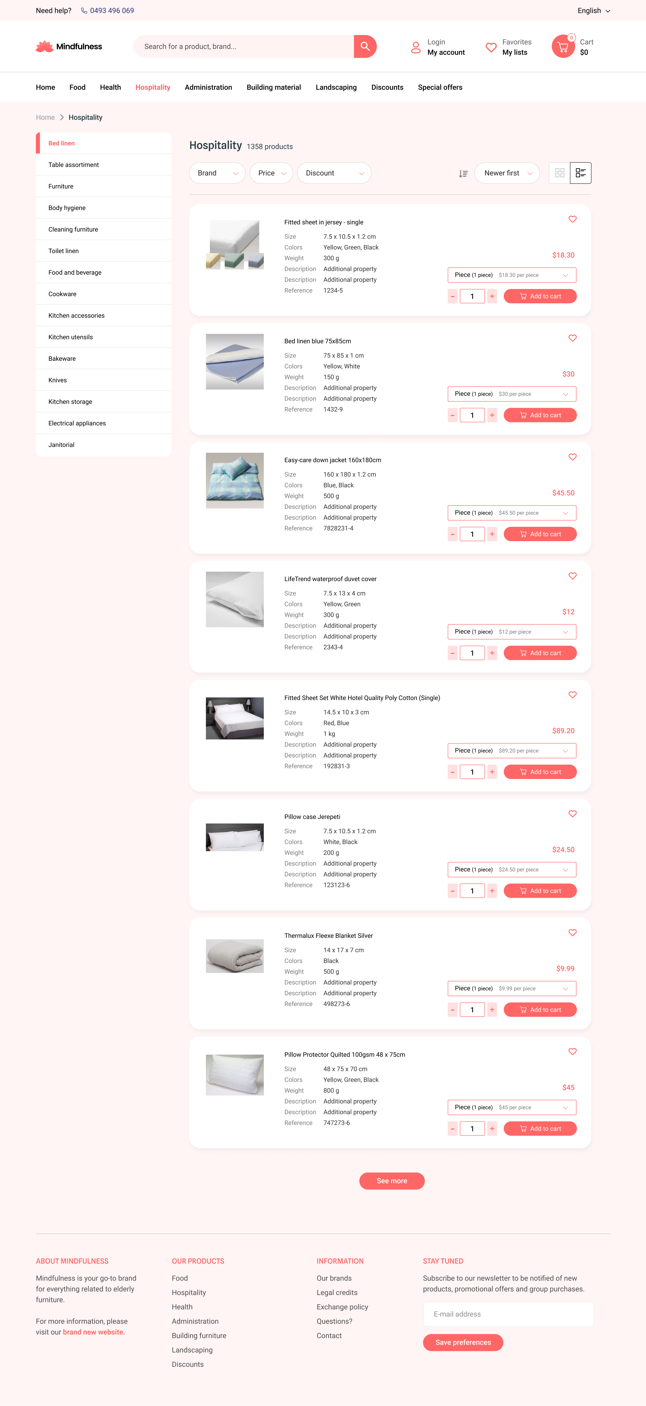 Category view elderly e-commerce