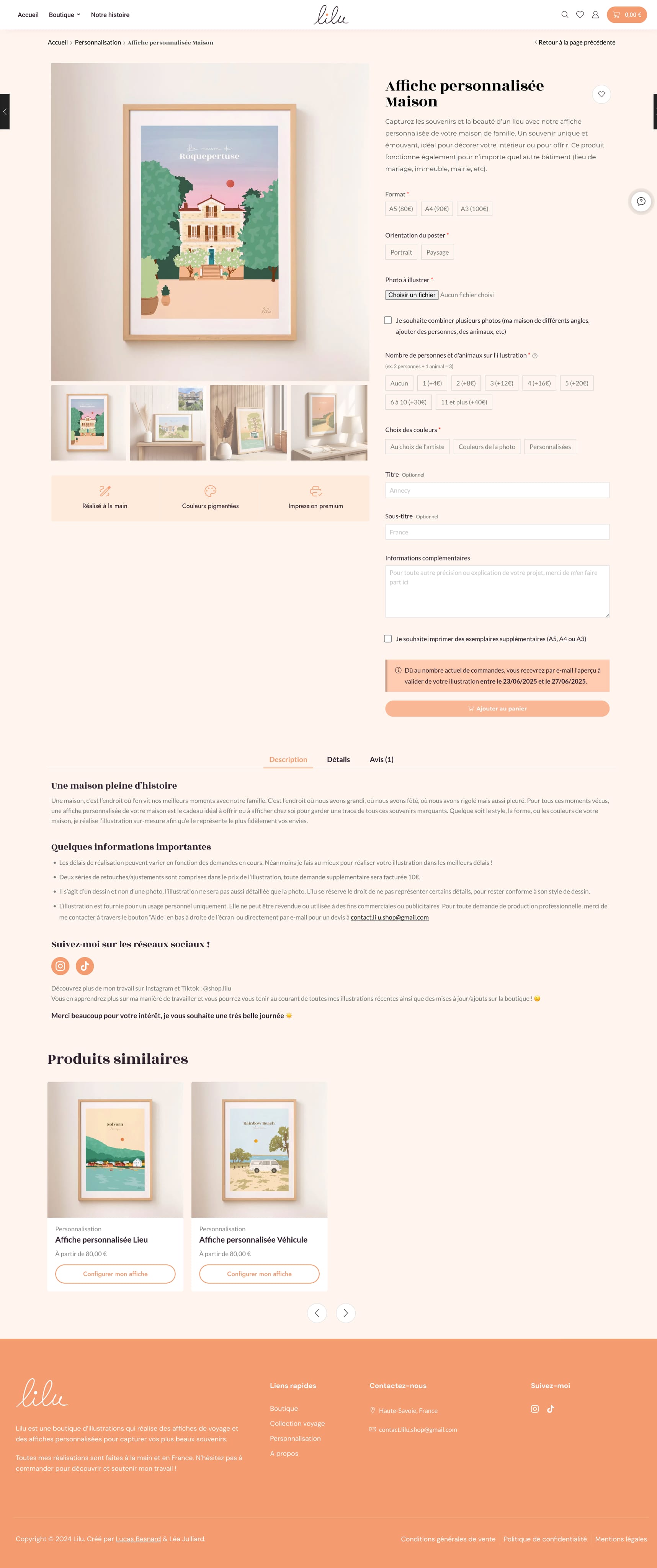 E-commerce shop product page