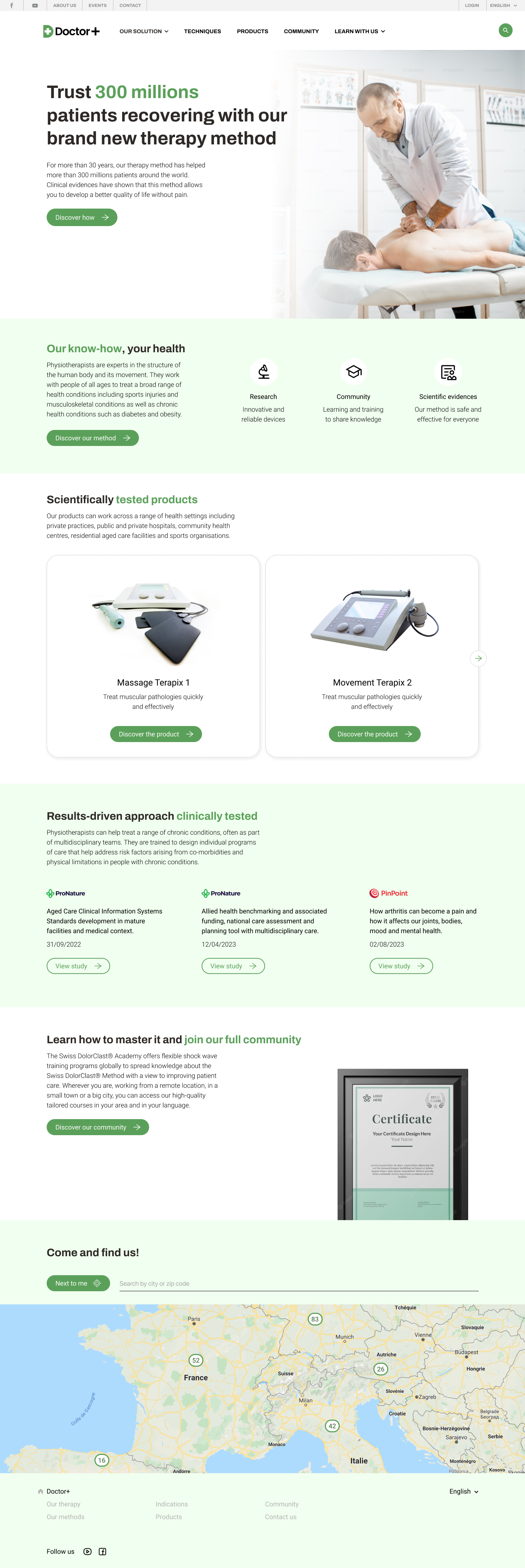 Medical website homepage